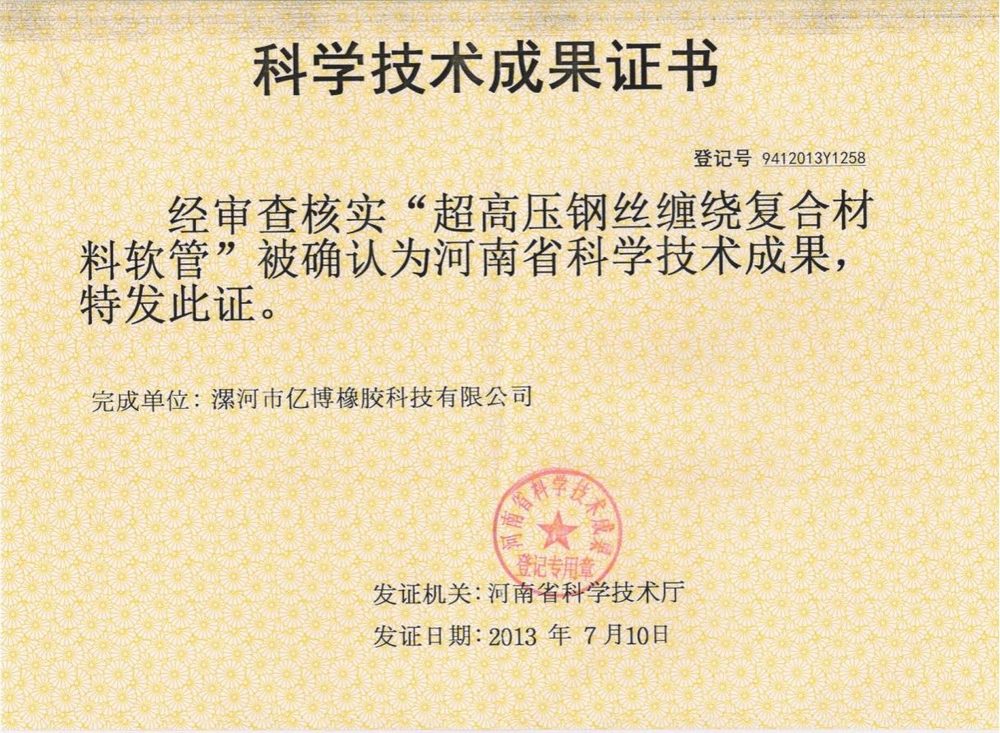 Certificate of Science and Technology Achievement