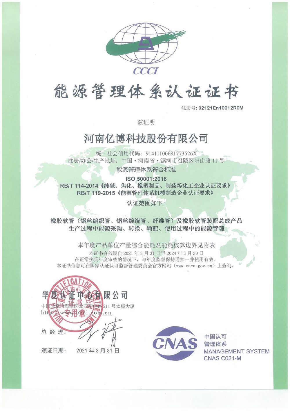 Energy Management System Certificate